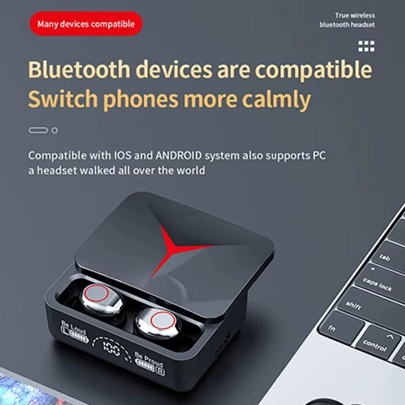 Écouteurs sans fil Bluetooth 5.2 TWS, M90 Pro, casque de jeu, réduction du bruit, musique sportive, écouteurs pour téléphones, affichage LED, nouveau