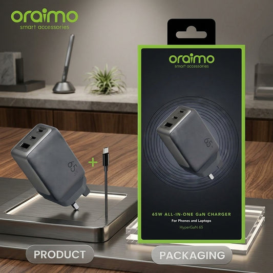 Oraimo Chargeur Secteur Ultra-Rapide GaN 65W