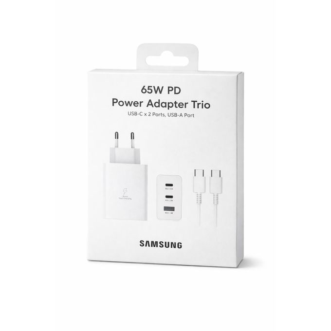 Samsung Chargeur Ultra Rapide Trio 65W 2X Ports USB Type C & 1x USB Type A câble type c