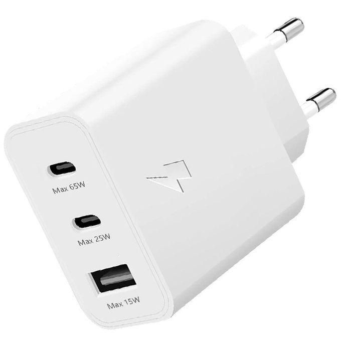 Samsung Chargeur Ultra Rapide Trio 65W 2X Ports USB Type C & 1x USB Type A câble type c